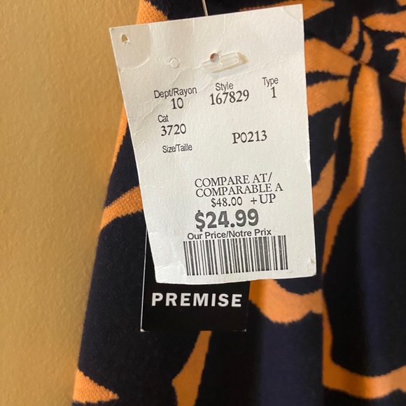 Premise orange & navy midi pencil skirt - NWT - size 10 - Picture 2 of 12